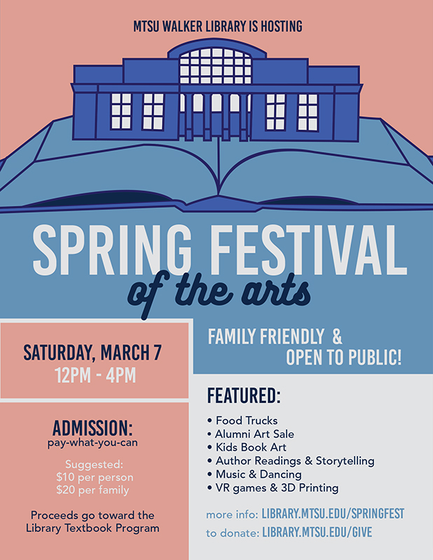 Walker Library 2020 Spring Festival of the Arts poster