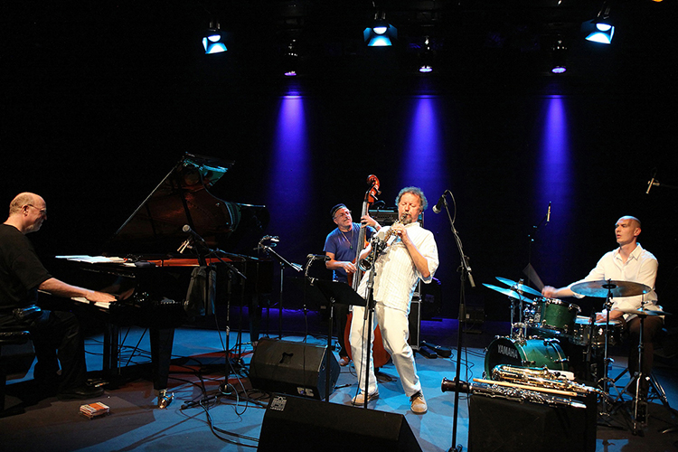 The Eastern Boundary Quartet, shown here in concert, will appear at MTSU Friday, Nov. 14, in a free public performance in Room 173 of the Wright Music Building. From left are pianist Michael Jefry Stevens, bassist Joe Fonda, saxophonist Mihaly Borbély and drummer Balazs Bágyi. (photo submitted)