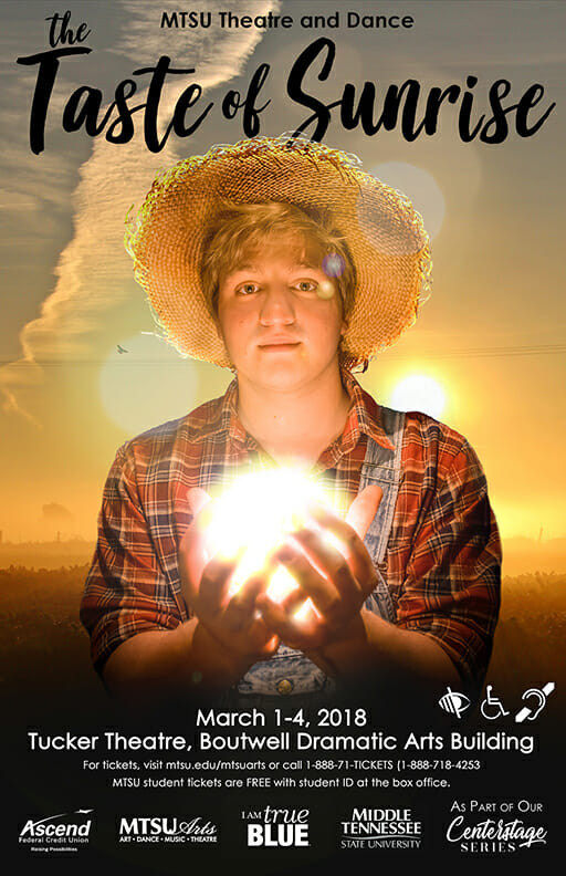 Robbie Ramirez, a junior theatre major, is the lead in the MTSU Theatre production of "The Taste of Sunrise," set for March 1-4 in Tucker Theatre.