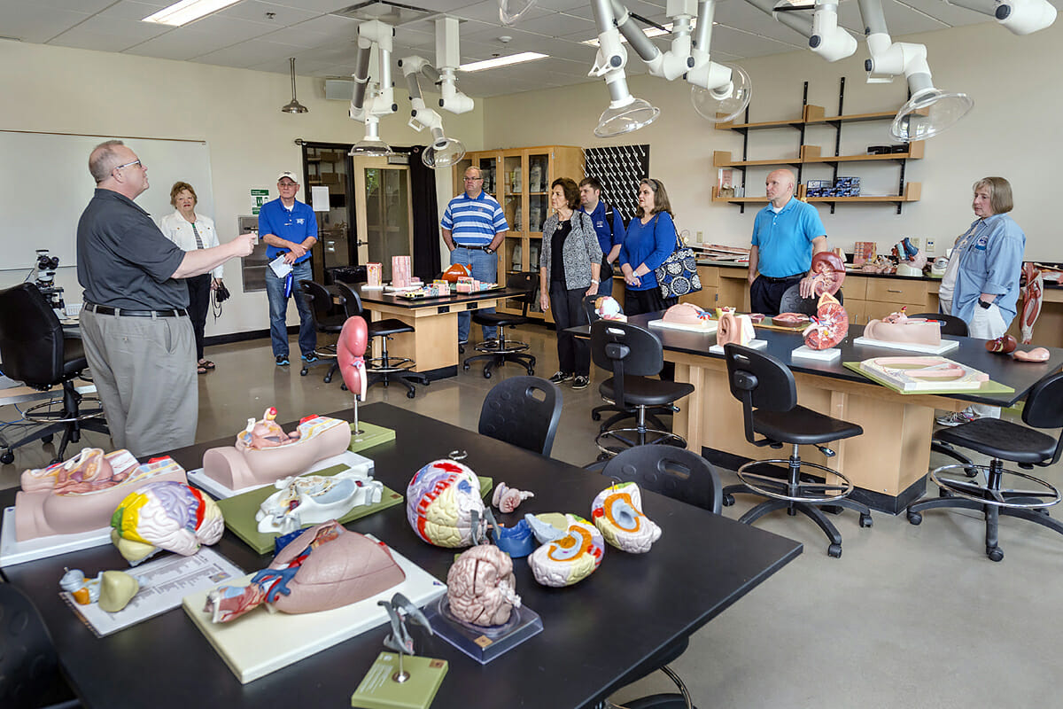 MTSU College of Basic and Applied Sciences Dean Bud Fischer leads a tour of the Science Building during a previous MTSU Spring Showcase. This year’s showcase will be held April 9-17. (MTSU file photo by Andy Heidt)
