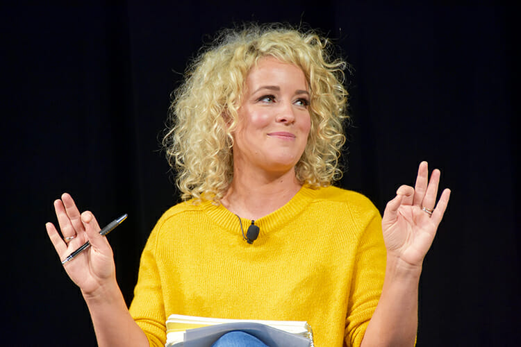 Singer-songwriter Cam gives her perspective on the challenges facing women in the music industry at a Change the Conversation panel discussion in Las Vegas on Saturday, April 14, the day before the Academy of Country Music Awards. (MTSU Photo by Andrew Oppmann)