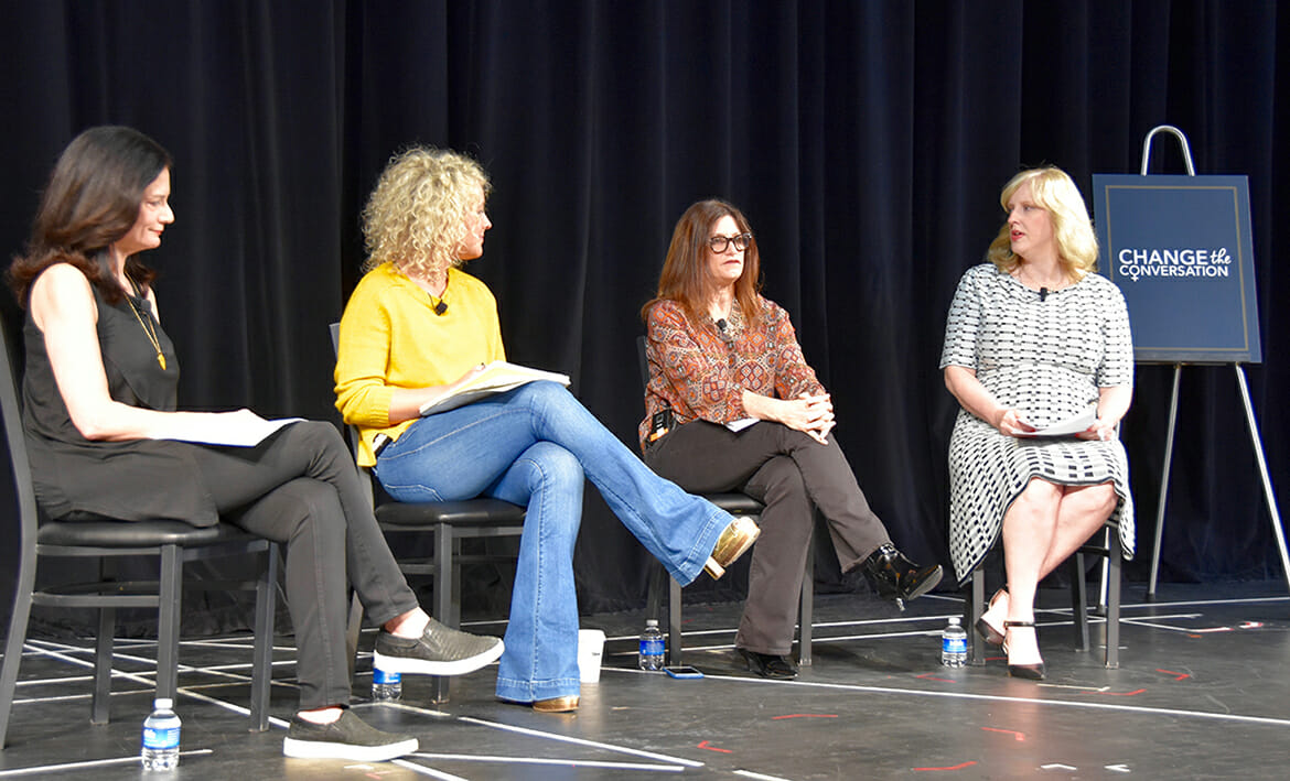 MTSU Recording Industry Chair Beverly Keel, right, leads a Change the Conversation panel discussion in Las Vegas on Saturday, April 14, the day before the Academy of Country Music Awards, on challenges facing women in the music business. (MTSU Photo by Andrew Oppmann)