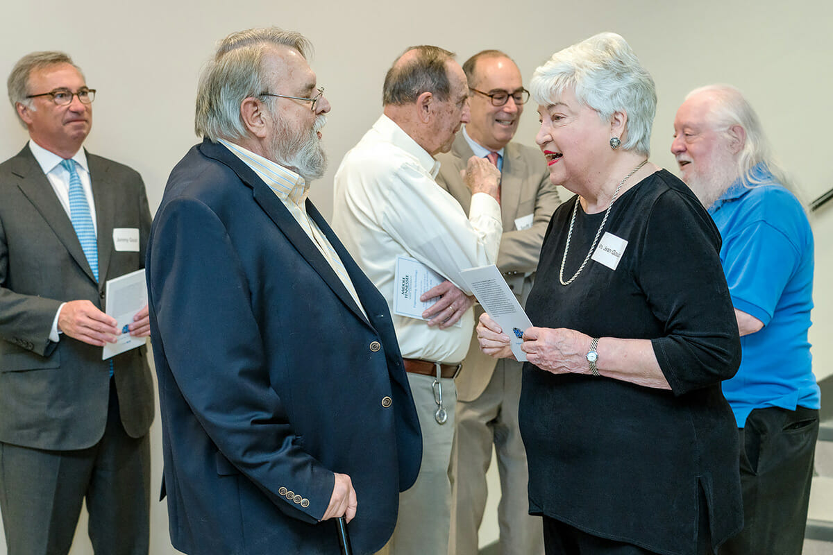 Jean Gould greets crowd of well-wishers