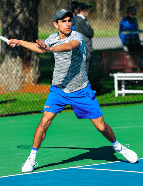 Gian Issa is ready to return with a forehand.