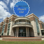 Student Union building in late spring 2015 plus dean’s list badge
