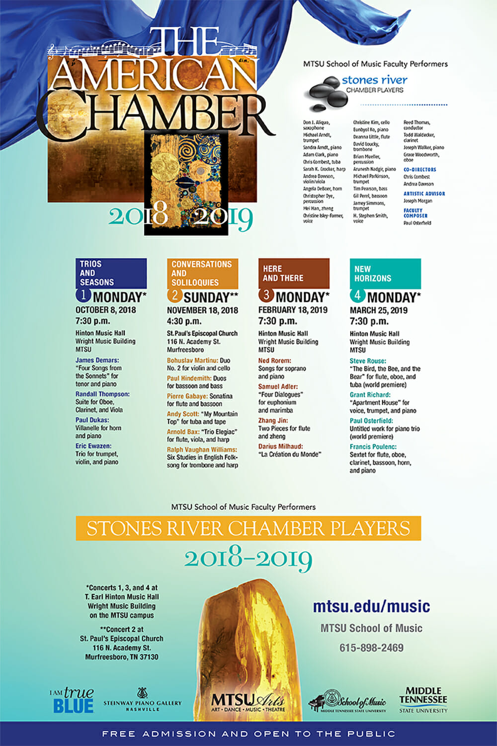 MTSU Stones River Chamber Players 2018-19 season poster