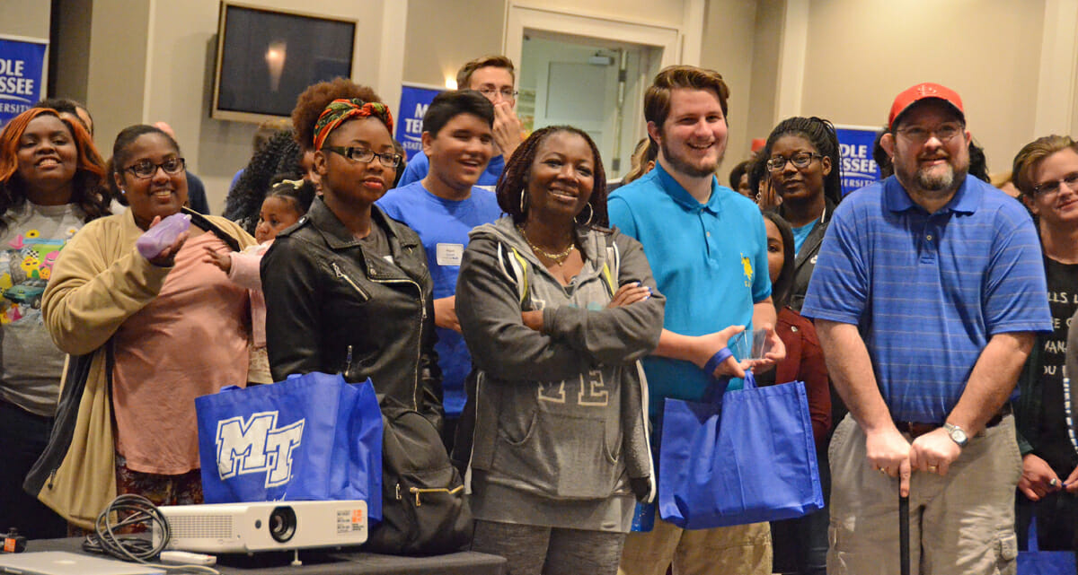 A portion of the crowd in Memphis for the MTSU True Blue Tour.