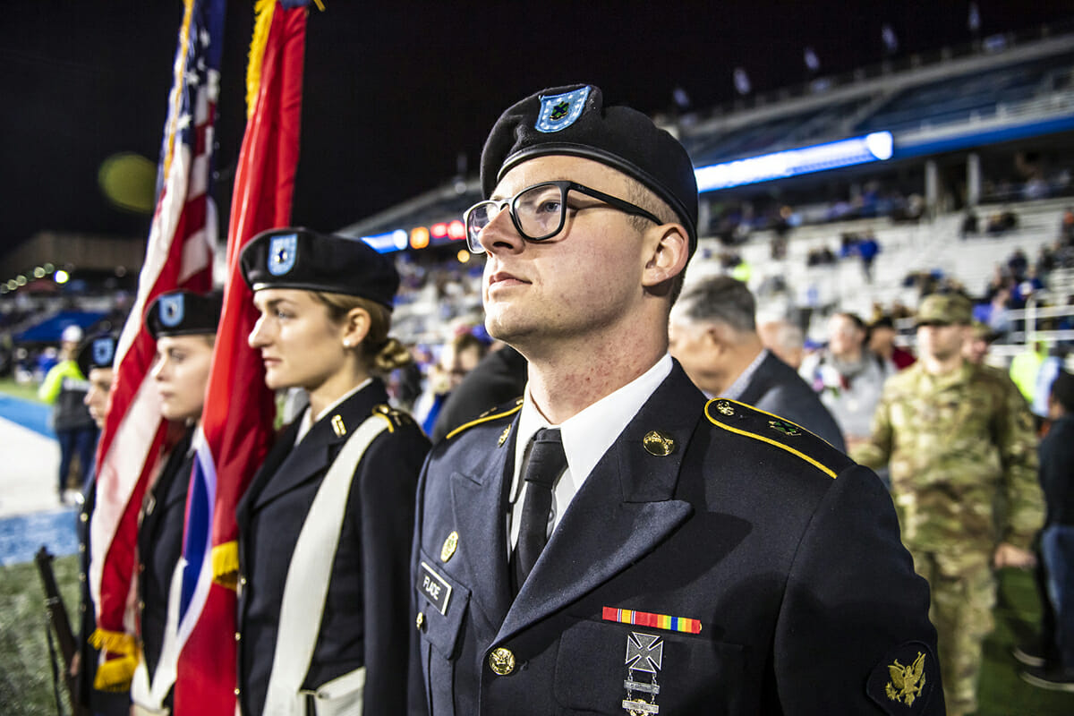 Presenting the colors at MTSU-WKU game