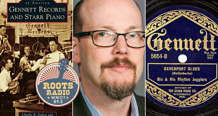 MTSU professor Charlie Dahan, the cover of his co-authored book on the Gennett Records label, and a 78 rpm record released by the label