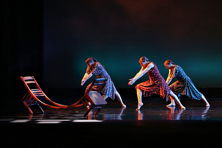 Members of the MTSU Dance Theatre troupe concentrate on their performance in the Fall 2018 Dance Concert at MTSU. The 2019 Spring Dance Concert event is set April 18-20 at Tucker Theatre inside the university's Boutwell Dramatic Arts Auditorium. Ticket information is available at MTSUArts.com. (Photo courtesy of Martin O’Connor)