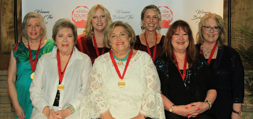 Pictured are, front row, from left,, Gayle Hill, Judi Turner and Trisha Walker-Cunningham. Back row, from left: Grace Reinbold, Beverly Keel, Erika Wollam-Nichols, Sarah Brosmer at the 2019 Source Hall of Fame Awards in Nashville, Tenn. (Photo courtesy of Bev Moser)