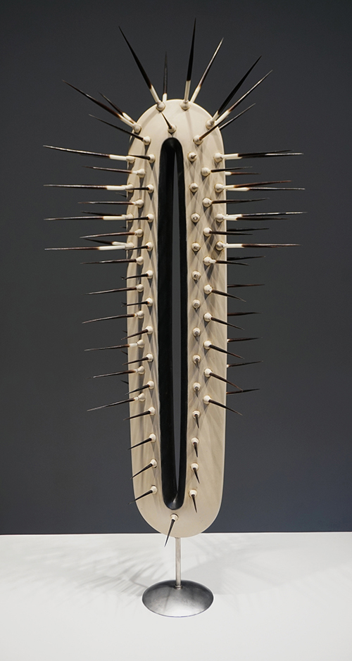 “Lady-Like” by MTSU art professor Michael Baggarly. 3D-printed polylactic acid, porcupine quills and stainless steel; 26 inches by 12 inches by 9 inches; 2019. Baggarly’s piece is among the works selected for the 2019 Irene Rosenzweig Biennial Juried Exhibition at The Arts and Science Center for Southeast Arkansas (ASC) in Pine Bluff, Ark. The exhibition runs from Oct. 10, 2019, through Jan. 4, 2020. (Photo courtesy of The Arts and Science Center for Southeast Arkansas)