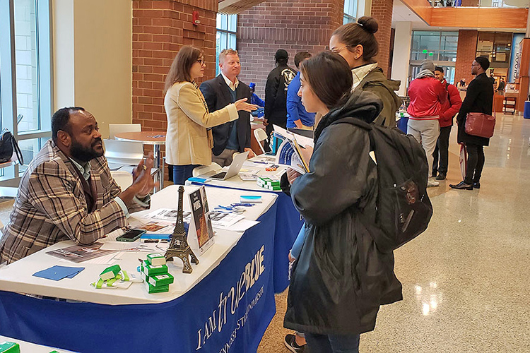 MTSU students talk to advisors at the 2018 Study Abroad Fair held in the Student Union atrium. The 2019 fair will be held Wednesday, Nov. 13, in the same location. (MTSU file photo by Jimmy Hart)