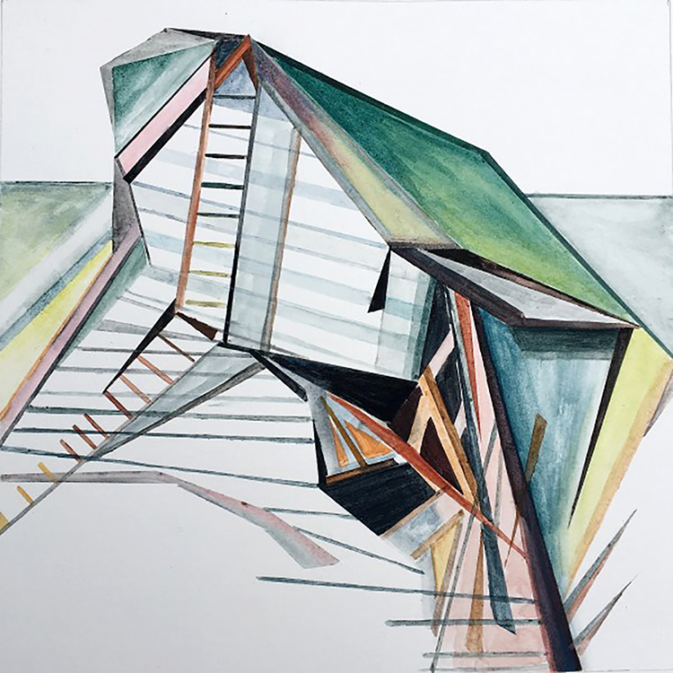 "Unstable," a watercolor painting created by MTSU art professor Sisavanh Phouthavong-Houghton, is part of a new art exhibit celebrating the centennial of women's suffrage, now underway in Murfreesboro's City Hall Rotunda through Sept. 10. Phouthavong-Houghton is one of five artists showcased in the free public exhibit, "Patterns of Progress: Celebrating 100 Years of Women's Suffrage." (Image courtesy of the artist)