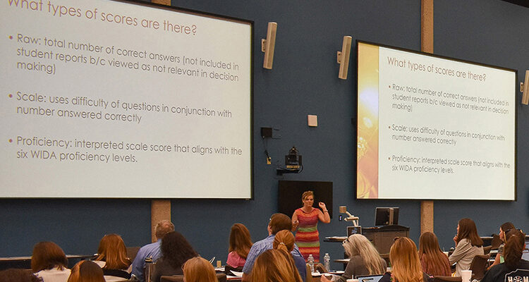 Sandy McDonald, a local ELL teacher, works with the ELL-Collaborative group at MTSU’s Center for Educational Media on May 7, 2019. (MTSU file photo by Jenny Marsh)