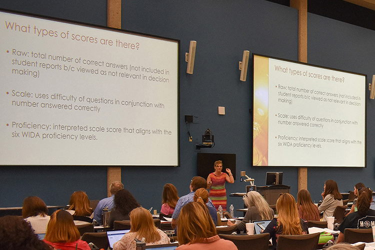 Sandy McDonald, a local ELL teacher, works with the ELL-Collaborative group at MTSU’s Center for Educational Media on May 7, 2019. (MTSU file photo by Jenny Marsh)