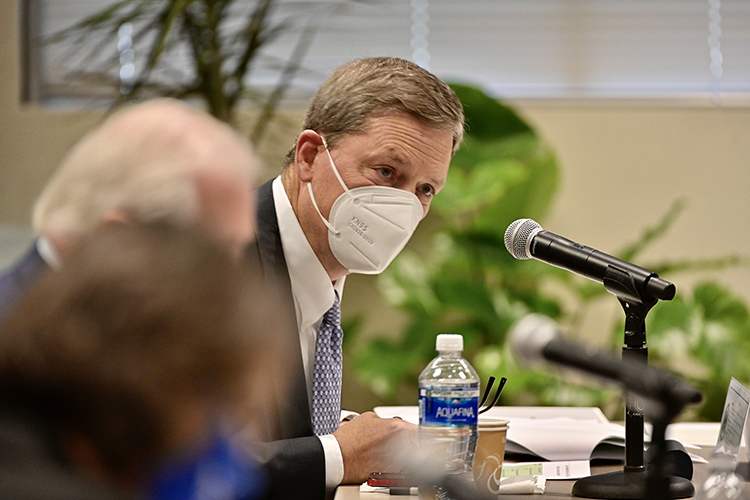 MTSU Board of Trustees member Pete DeLay makes a comment during the board’s meeting held Tuesday, Dec. 8, 2020, inside the Miller Education Center. (MTSU photo by Andy Heidt)