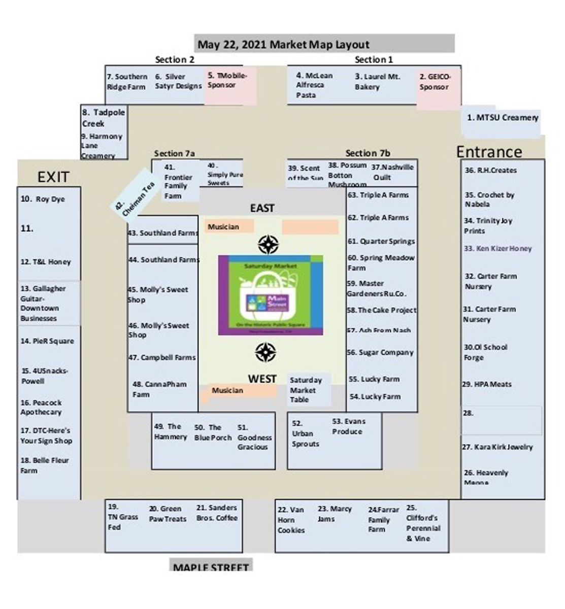 Main Street Saturday Market map