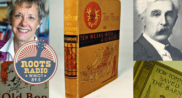 Dr. Ellen Donovan, top left, a professor of English, was interview for the “MTSU On the Record” radio program that airs on WMOT-FM Roots Radio 89.5 and www.wmot.org. Donovan dissected the work of author James Otis Kaler, top right, who wrote more than 180 novels for children. (MTSU photo illustration)