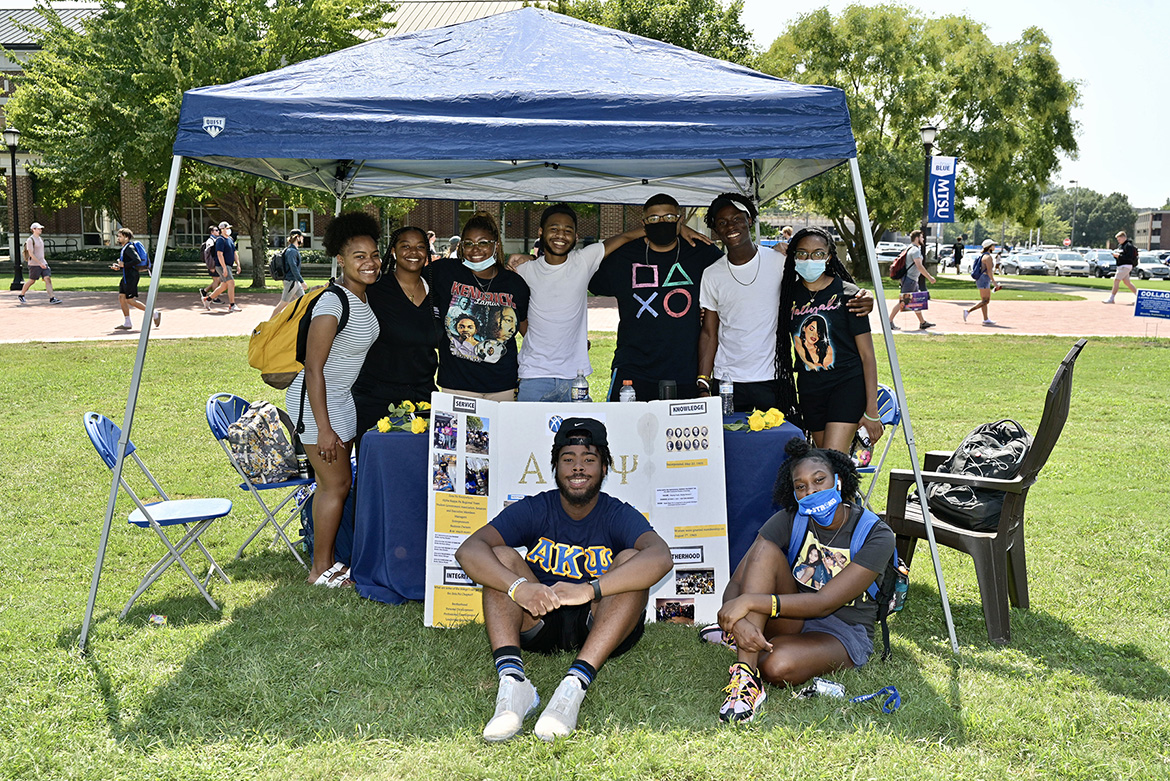 Alpha Kappa Psi Professional Business Fraternity was among the student groups participating in the Sept. 8, 2021, Student Organization Fair held on the Student Union Commons. (MTSU photo by Andy Heidt)