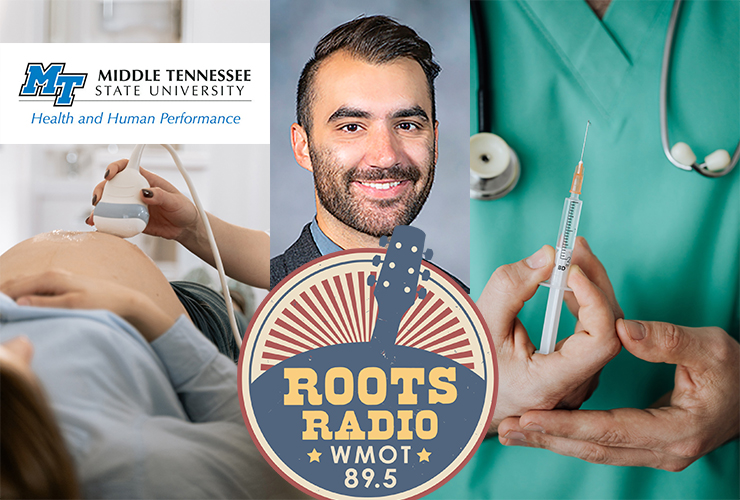 Dr. Kahler Stone, an assistant professor of health and human performance, is a guest on an upcoming "MTSU On the Record" program on WMOT-FM Roots Radio. Stone, an epidemiologist, is co-author of a study that shows many public health workers have been shifted from their regular duties to COVID-related functions because of the urgency of the pandemic. (Medical photos by Karolina Grabowska and Mart Production from Pexels)