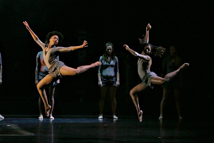 Student members of the MTSU Dance Theatre perform on the Tucker Theatre stage in this file photo from a previous Fall Dance Concert. MTSU Dance Theatre will present its 2021 Fall Dance Concert Thursday-Saturday, Nov. 18-20, at 7:30 each night in Tucker Theatre on campus, and tickets are available at https://mtsu.edu/theatreanddance. (file photo by Martin O’Connor)