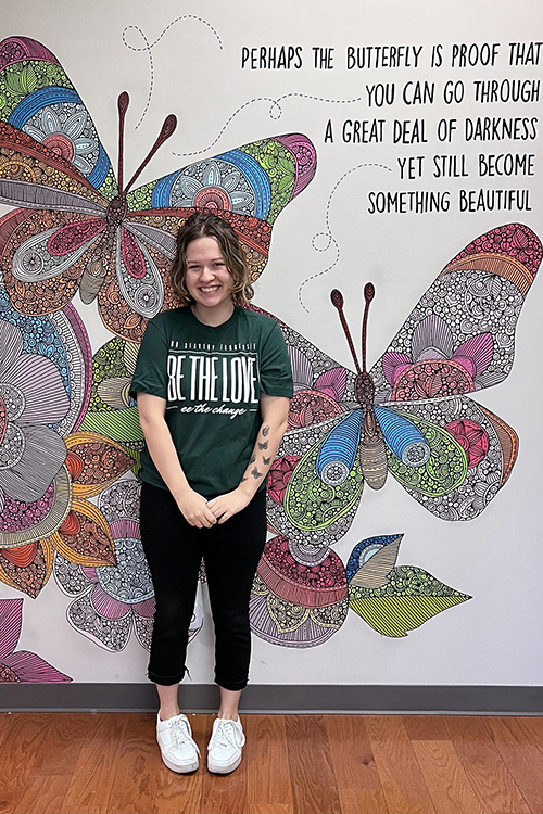 In this 2021 photo, MTSU senior psychology major Haley Burt, a Murfreesboro, Tennessee, native, is all smiles at her job at End Slavery Tennessee, a Nashville-based nonprofit that works with sex trafficking victims. Burt, who’s minoring in criminal justice administration, is one semester away from graduating and already working her dream job at just 20 years old. She credits the university’s Dual Enrollment program with jump-starting her academic career. (Submitted photo)
