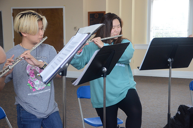 Music students attending this year’s Governor’s School for the Arts at Middle Tennessee State University participate in a rehearsal recently in Cantrell Hall inside the Tom H. Jackson Building coordinated by Deanna Little, flute professor and chamber music coach. (MTSU photo by Favour Boluwade)