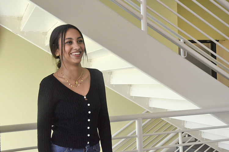 Sophomore exercise science major Parthina Abdelnour of Murfreesboro, Tenn., pictured here inside the MTSU Science Building recently, is taking summer classes with hopes to graduate early and become a physician assistant. (MTSU photo by Favour Boluwade)
