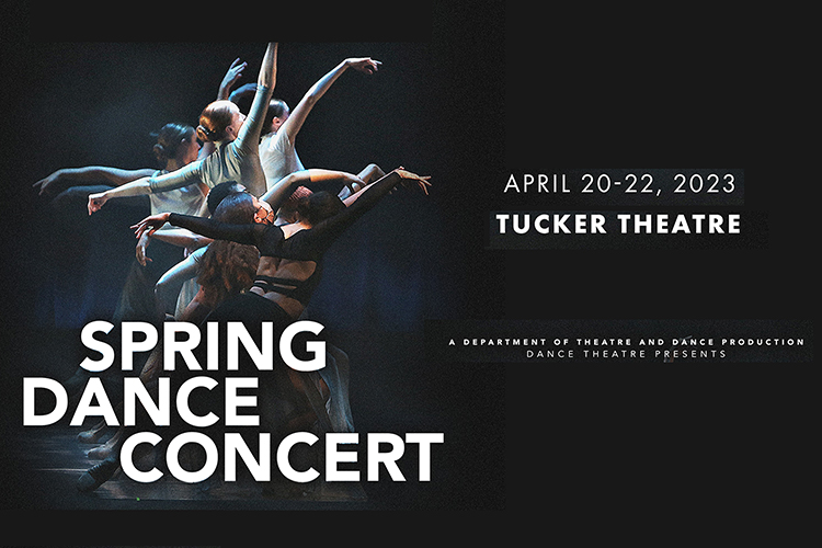 promo for 2023 Spring Dance Concert, presented by MTSU Dance Theatre and set Thursday-Saturday, April 20-23 in Tucker Theatre inside the Boutwell Dramatic Arts Building (image courtesy of Martin O'Connor)