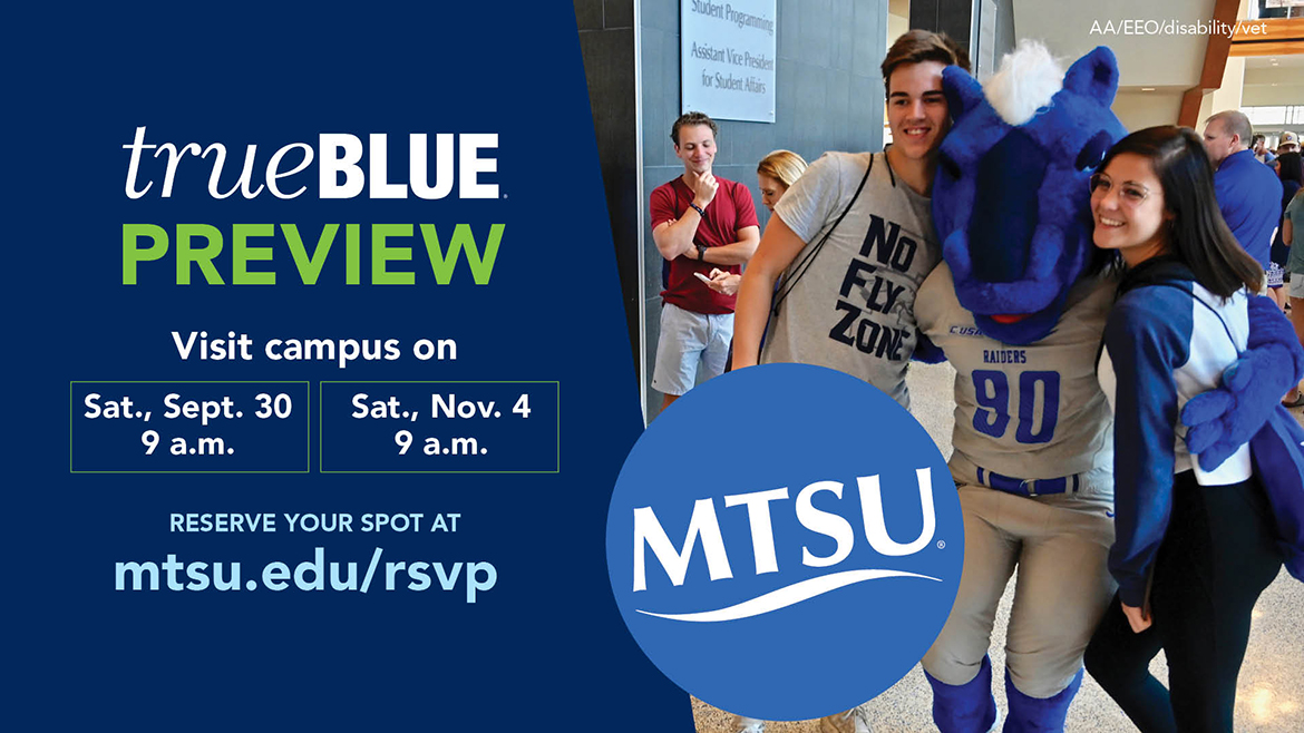 True Blue Preview promo for Sept. 30 and Nov. 4 visit days
