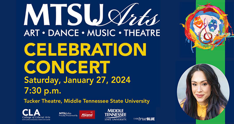 Middle Tennessee Student University’s 12th annual MTSU Arts Celebration Concert takes place 7:30 p.m. Saturday, Jan. 27, at Tucker Theatre on campus. (Submitted graphic)