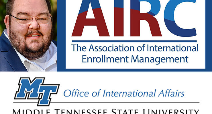 Robert Summers, top left, vice provost for international affairs at Middle Tennessee State University, has been elected the new president of the nonprofit American International Recruitment Council, or AIRC, the association of international enrollment management. (MTSU photo of Summers; AIRC, MTSU logos)