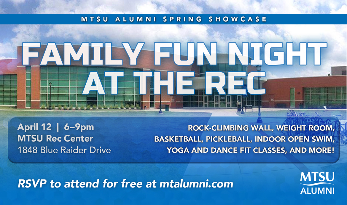 MTSU Alumni Spring Showcase Family Fun Night at the Rec promo