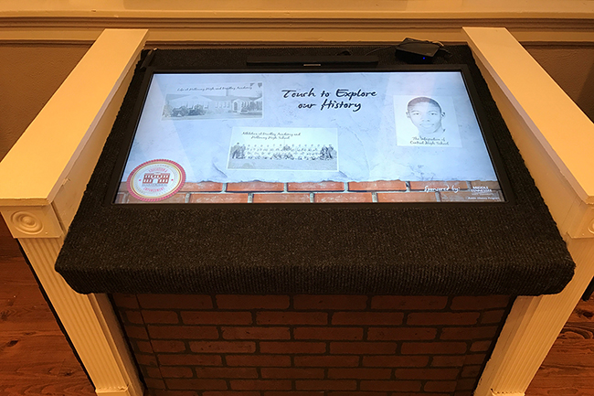 This touch screen display at Bradley Academy Museum and Cultural Center is part of an interactive historic exhibit titled “Education and Empowerment: African American Education in Rutherford County” completed by MTSU public histor graduate students. (File photo courtesy of Jim Davis/ Murfreesboro Parks and Recreation)