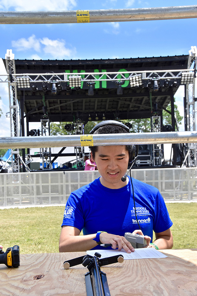 Michael Bevers, a graduate student in recording arts and technology