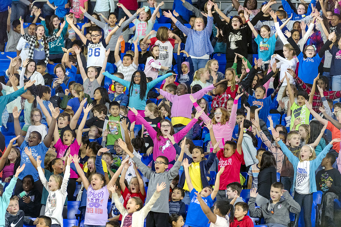 Thousands of Rutherford County Schools' students cheer on the Blue Raiders.