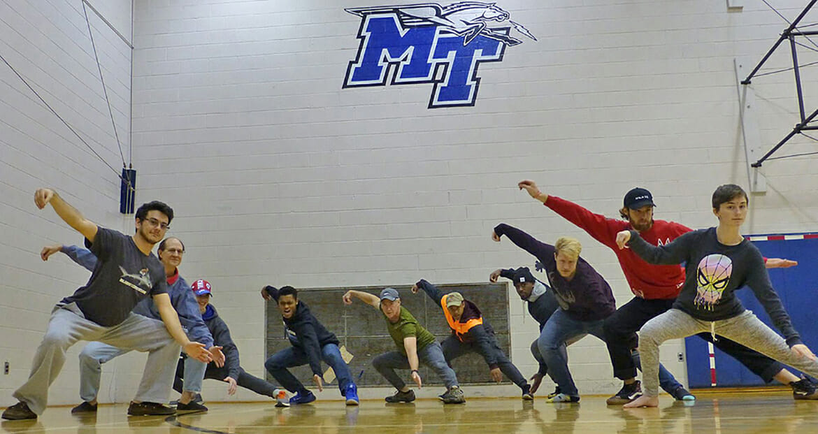 MTSU students practicing tai chi in the fall 2017 semester. (Photo submitted)