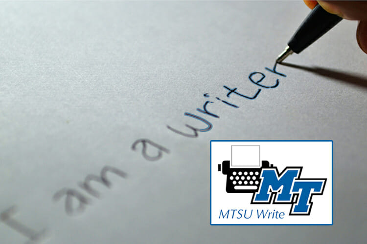 fall 2018 creative writing conf promo -- stock photo with MT Write logo in one corner and the sentence 