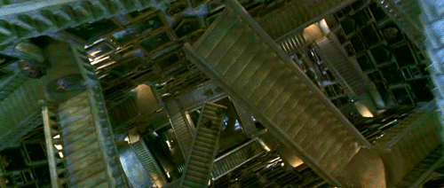 Animated image of staircases changing in Harry Potter movie.
