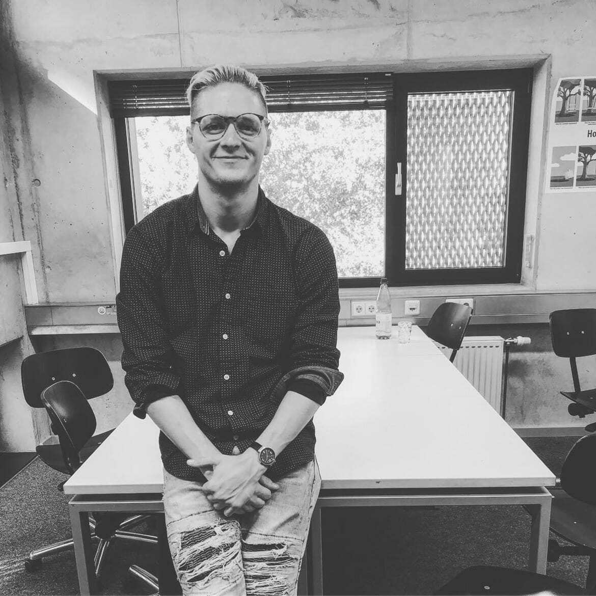 Nick Hivner ('17), a Music Business alum, after teaching a lecture at PopAkademie in Germany.