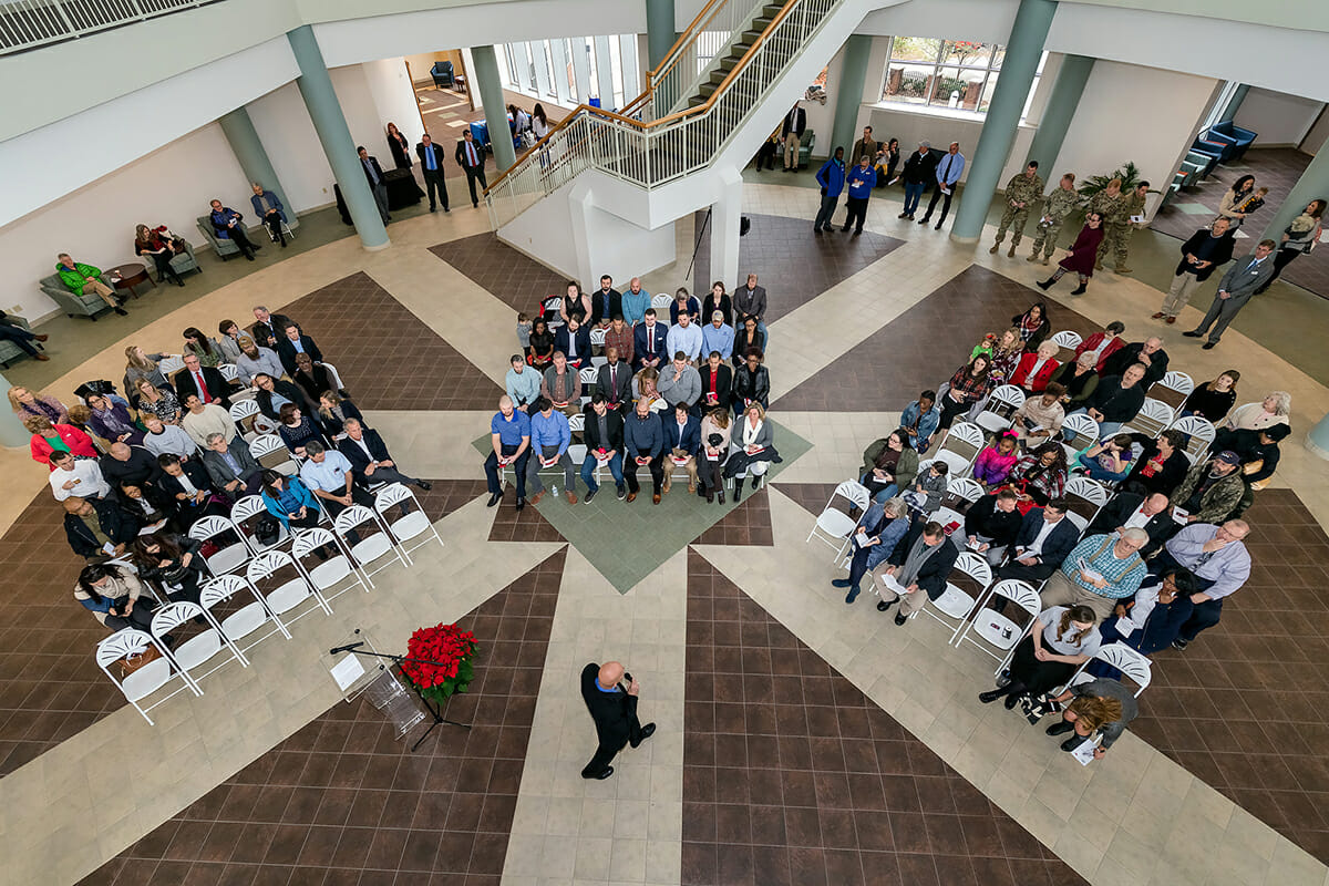 The crowd attending the Dec. 5 Graduating Veterans Stole Ceremony at MTSU