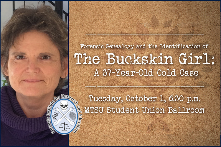 Dr. Colleen Fitzpatrick, scientist, forensic genealogist and the fall 2019 guest of MTSU’s William M. Bass Legends in Forensic Science Lectureship series, presented by MTSU’s Forensic Institute for Research and Education.