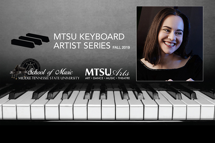 Promo for Daria Rabotkina’s Oct. 18 concert continuing the fifth season of the MTSU School of Music’s Keyboard Artist Series in Hinton Hall inside the Wright Music Building.