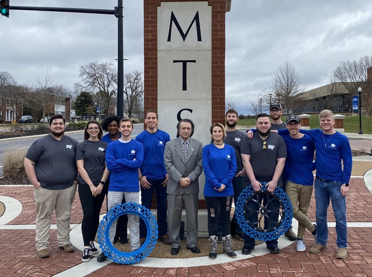 Members of MTSU’s lunar rover Team No. 1 gather for a group photo in February. Because of the popularity of the successful Experimental Vehicles Program, MTSU usually fields two lunar rover teams for the international competition. (Submitted photo)