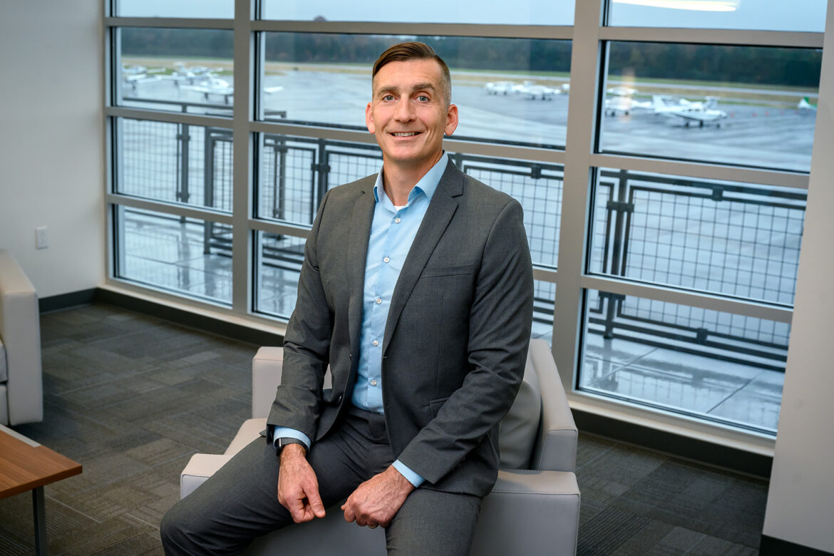 Nate Callender, PhD, Aerospace Faculty Profile at the Murfreesboro airport. (Photo: J. Intintoli)