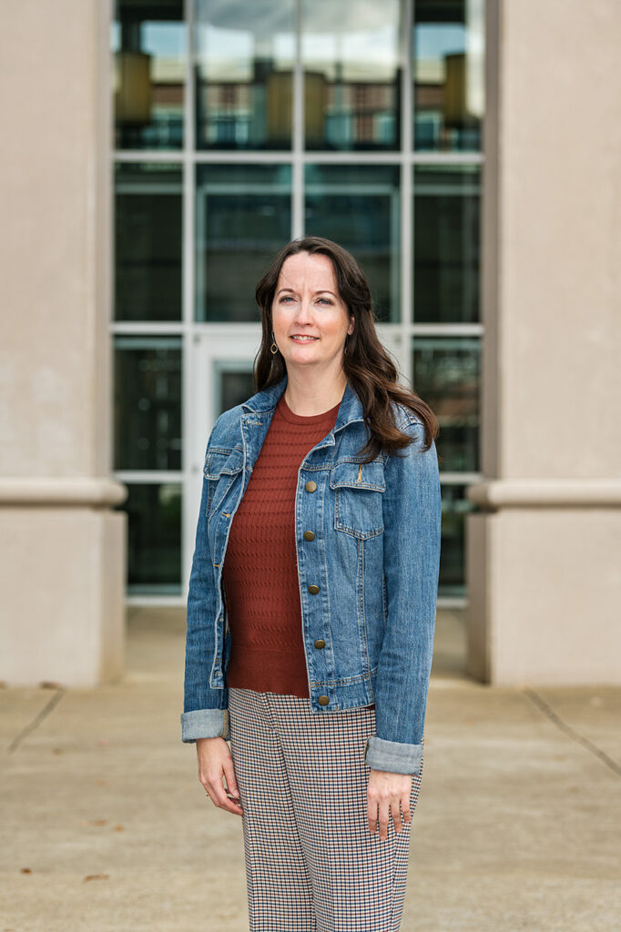 Amie Donahue, Jennings A. Jones College of Business Advisor, in and around Business and Aerospace Building (BAS). (Photo: Andy Heidt)