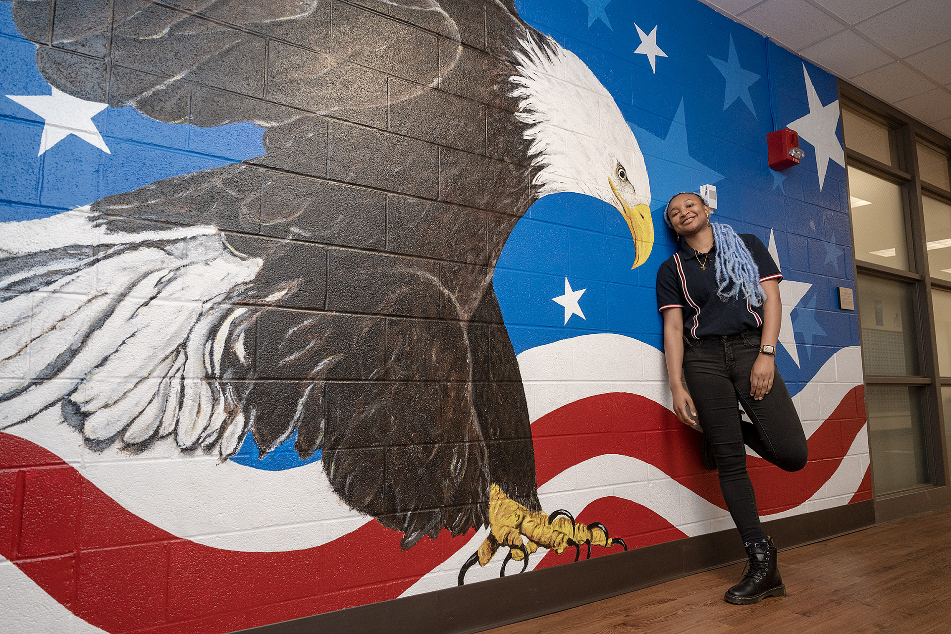 Keyann Reaves, 2018 alumna, Clinical Trial Research Assistant, Vanderbilt University Medical Center, General’s Fund Recipient in and around the Charlie and Hazel Daniels Veterans and Military Family Center. (Photo: Andy Heidt)