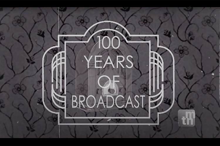 Art Deco-era text helps create the title screen for a national award-winning 30-minute TV and web special, “100 Years of Broadcasting," by a nine-member MTSU School of Journalism and Strategic Media student team. The image also features the cathedral-style tabletop radio used in so many American homes on Saturday nights to listen to the Grand Ole Opry from Nashville on WSM Radio, which is included in the students' spotlight on Tennessee's role in the history of broadcasting in America. (photo submitted)
