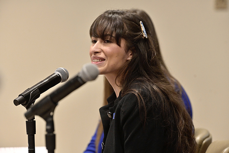 Incoming MTSU Student Trustee Gabriela James, a senior in communications studies, smiles as she’s being introduced during the MTSU Board of Trustees meeting held Tuesday, June 8, 2021, inside the Miller Education Center on Bell Street. (MTSU photo by Andy Heidt)